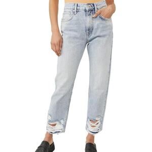 NEW Free People Free Bird Jeans sz 29 Light Wash Distressed Jeans Loose Fit